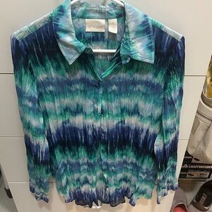 Chico's Ocean Wave Button Down Shirt